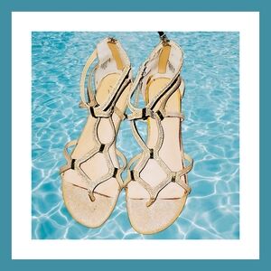 Gold and Tan sandals size 6.5 🩴✨ #Sandals #Gold #Tan #Shoes 🥿☀️🎀